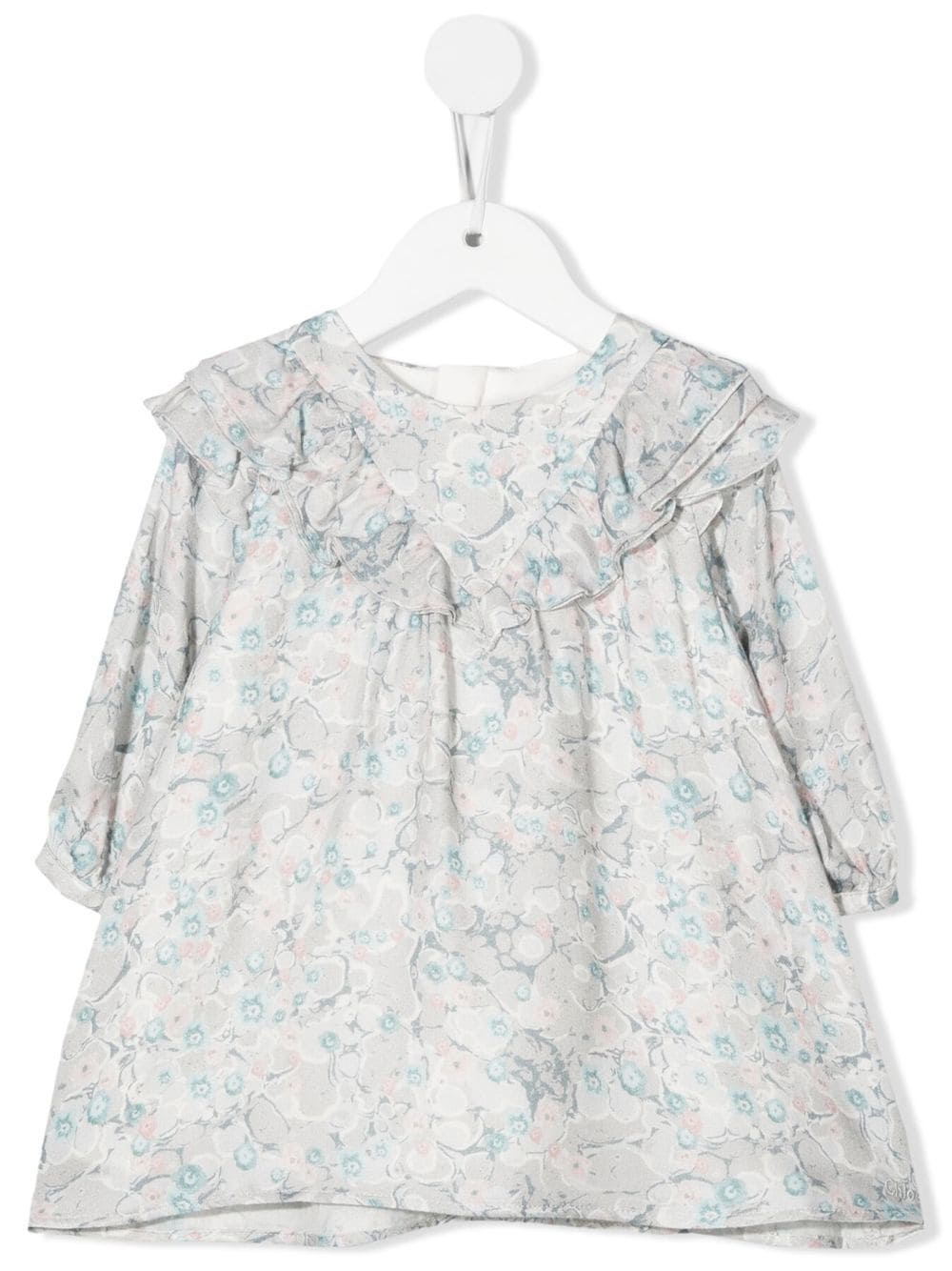 Chloé Kids marbled-print ruffled dress - Grey von Chloé Kids