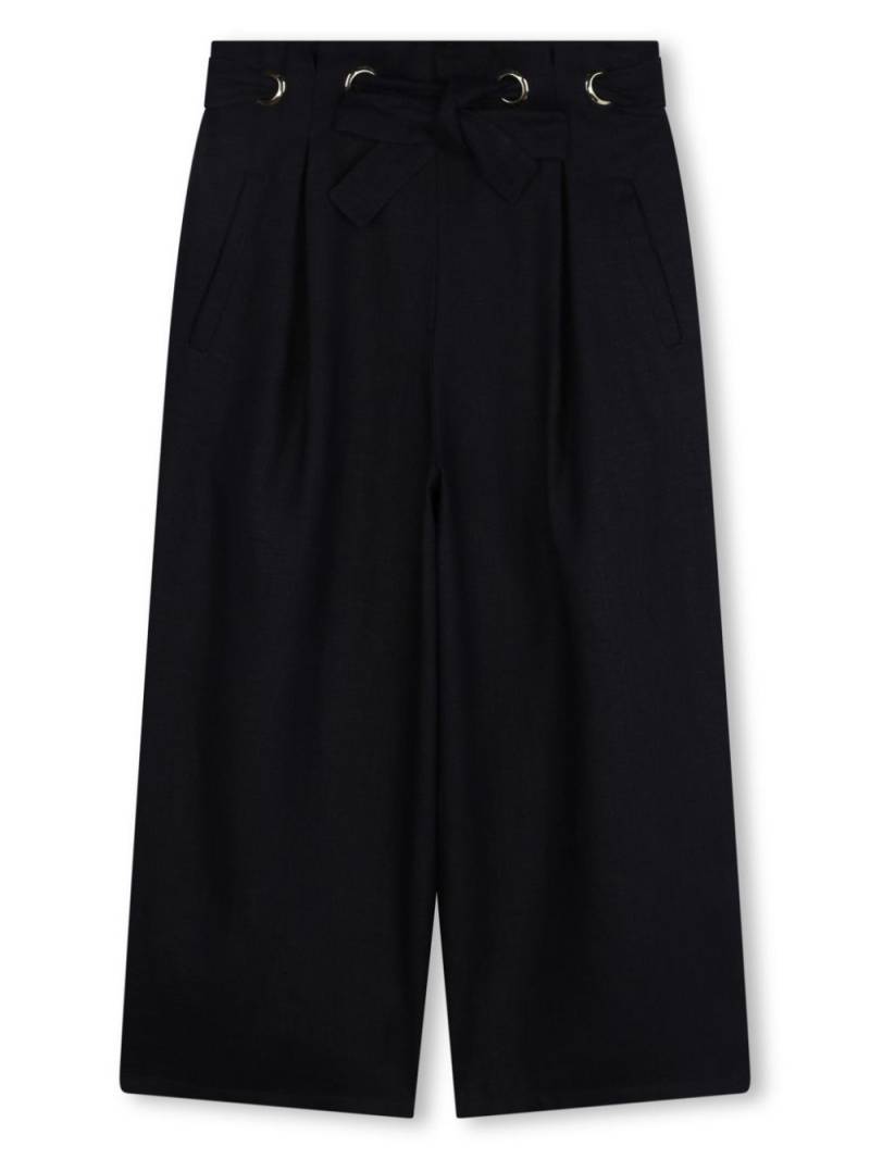 Chloé Kids pleat-detail linen trousers - Blue von Chloé Kids