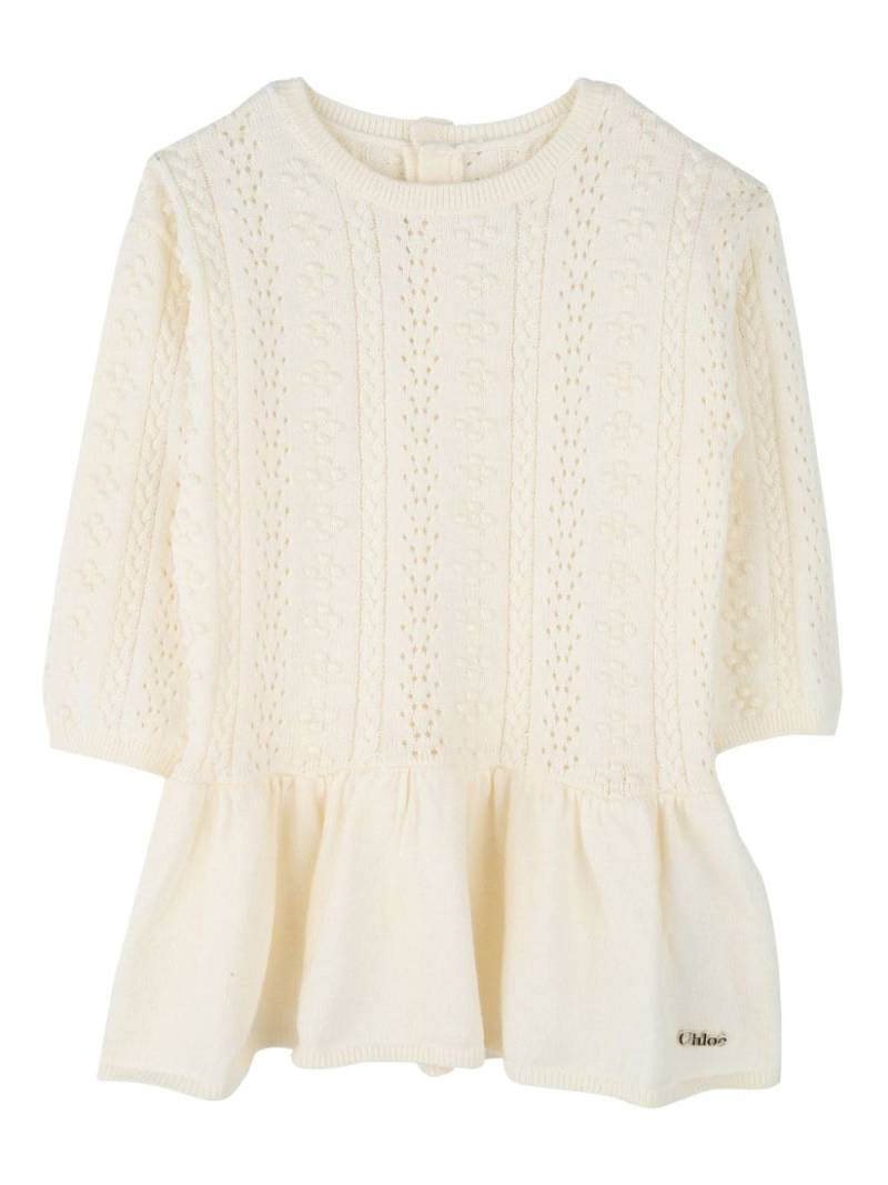 Chloé Kids pointelle-knit mini dress - Yellow von Chloé Kids