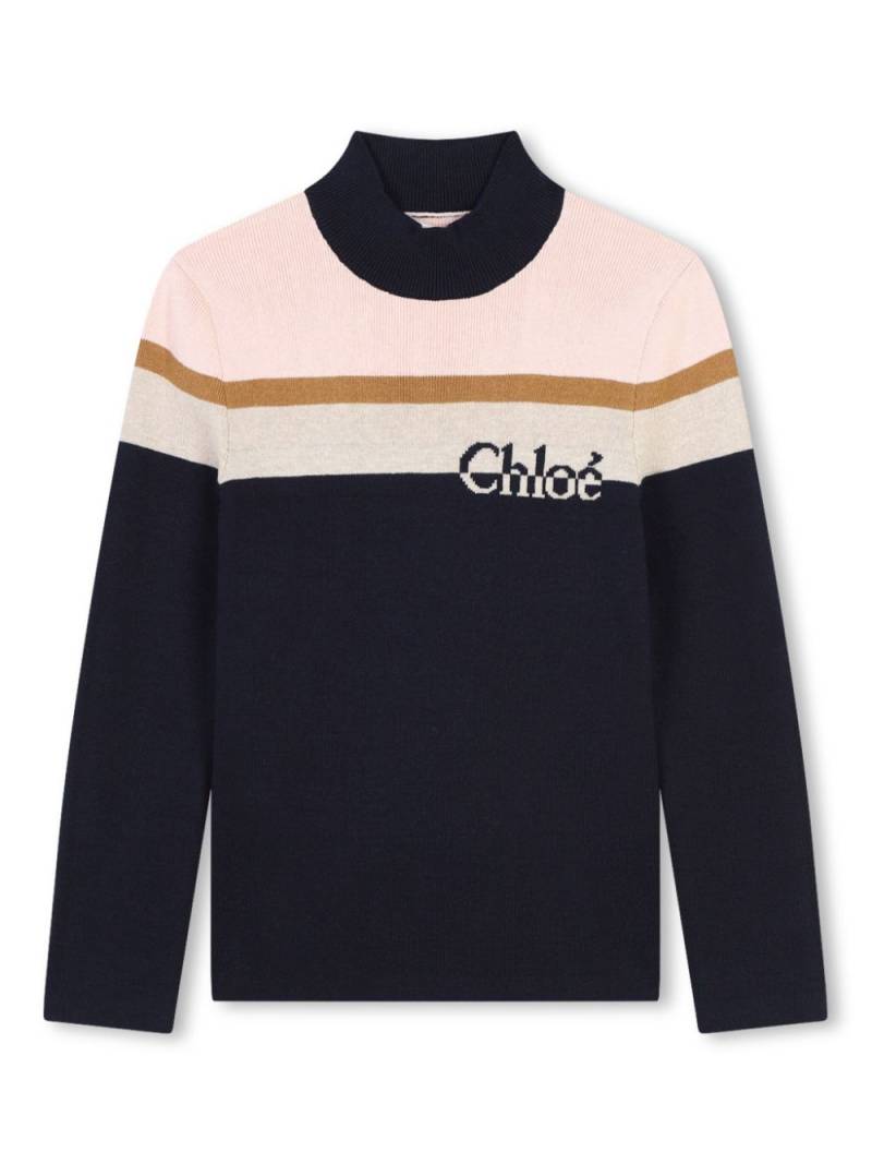 Chloé Kids roll-neck knitted jumper - Blue von Chloé Kids