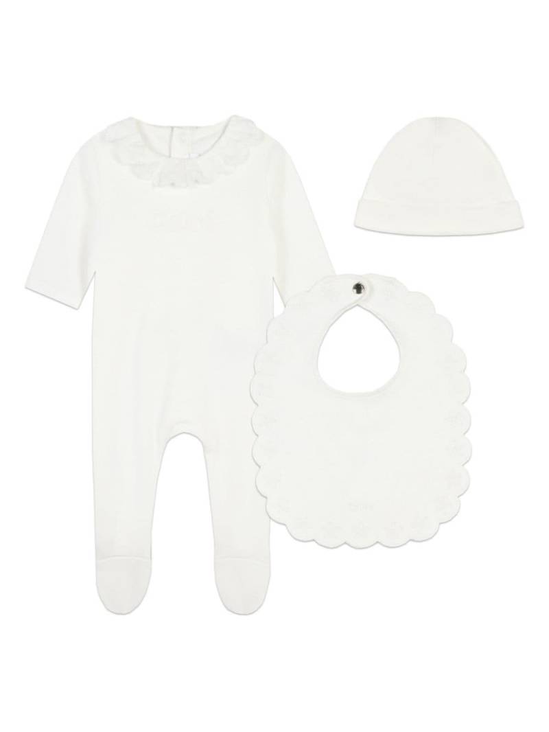 Chloé Kids ruffle-detail organic cotton babygrow set - White von Chloé Kids