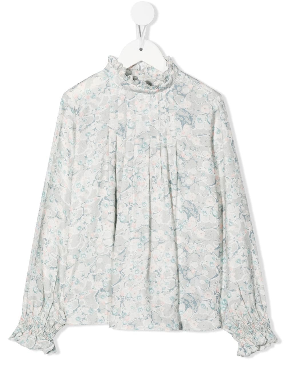 Chloé Kids ruffle-trim marble-print blouse - Green von Chloé Kids