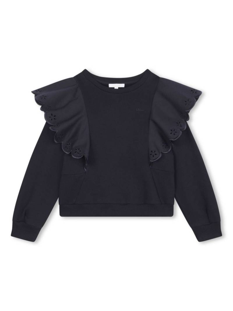 Chloé Kids ruffled cotton sweatshirt - Blue von Chloé Kids