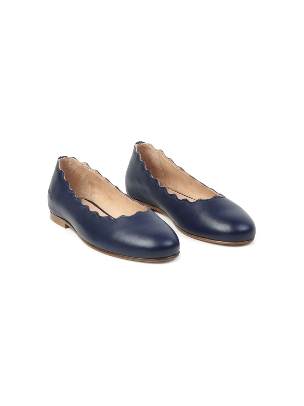 Chloé Kids scalloped ballerina leather shoes - Blue von Chloé Kids