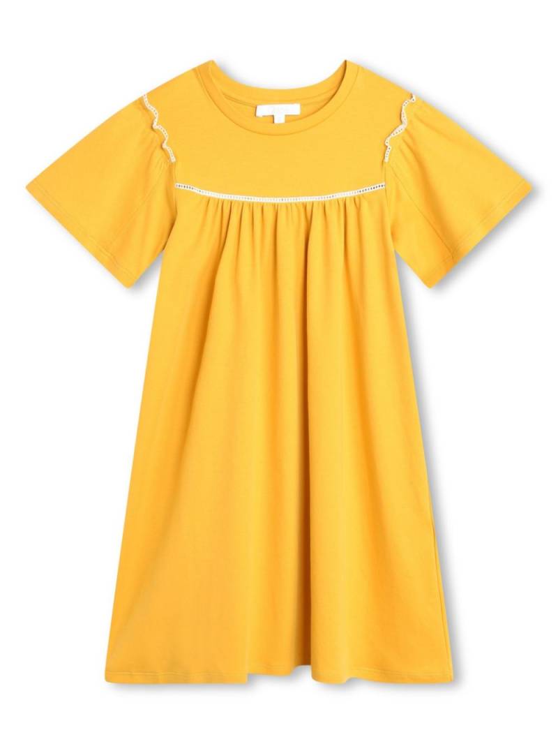 Chloé Kids ruffle-trimmed organic cotton dress - Yellow von Chloé Kids