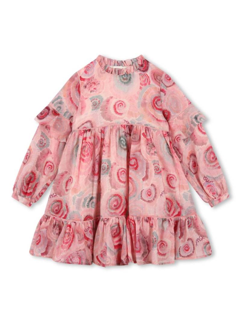 Chloé Kids swirl-print wool dress - Pink von Chloé Kids