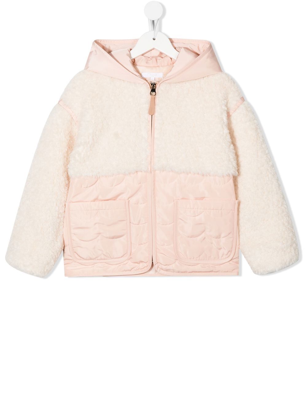 Chloé Kids textured hooded padded jacket - Pink von Chloé Kids