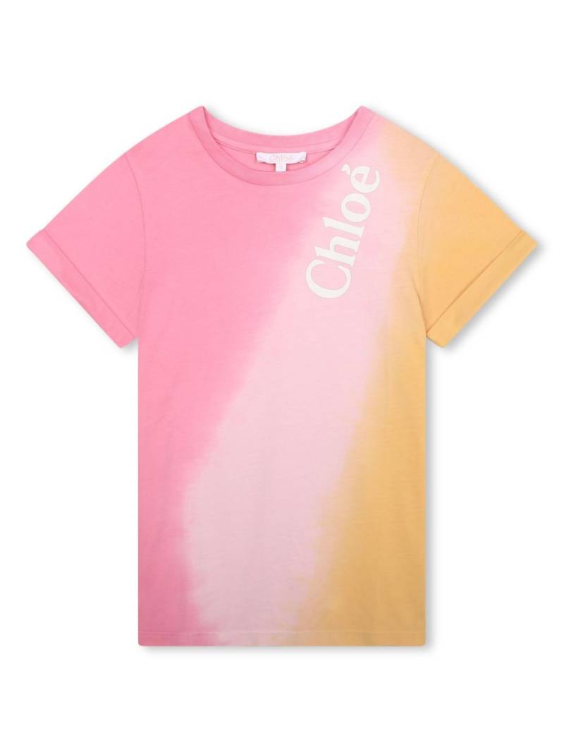 Chloé Kids tie-dye print ombré T-shirt - Pink von Chloé Kids