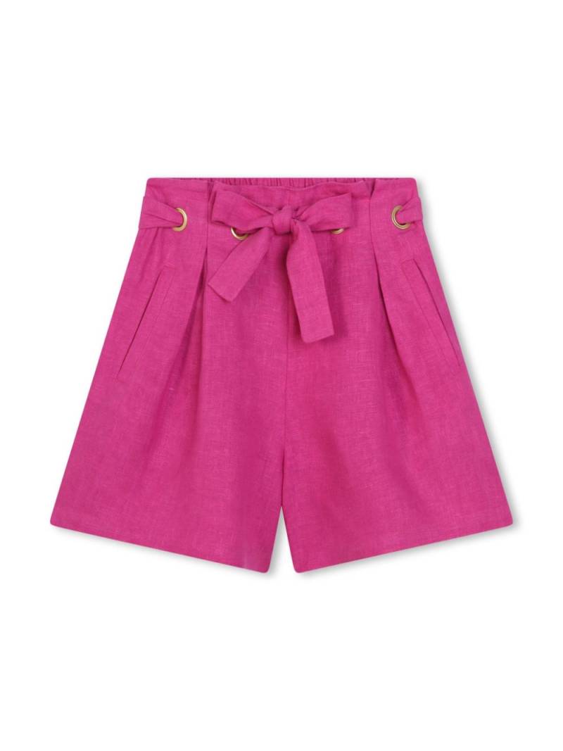 Chloé Kids tie-fastening linen shorts - Pink von Chloé Kids