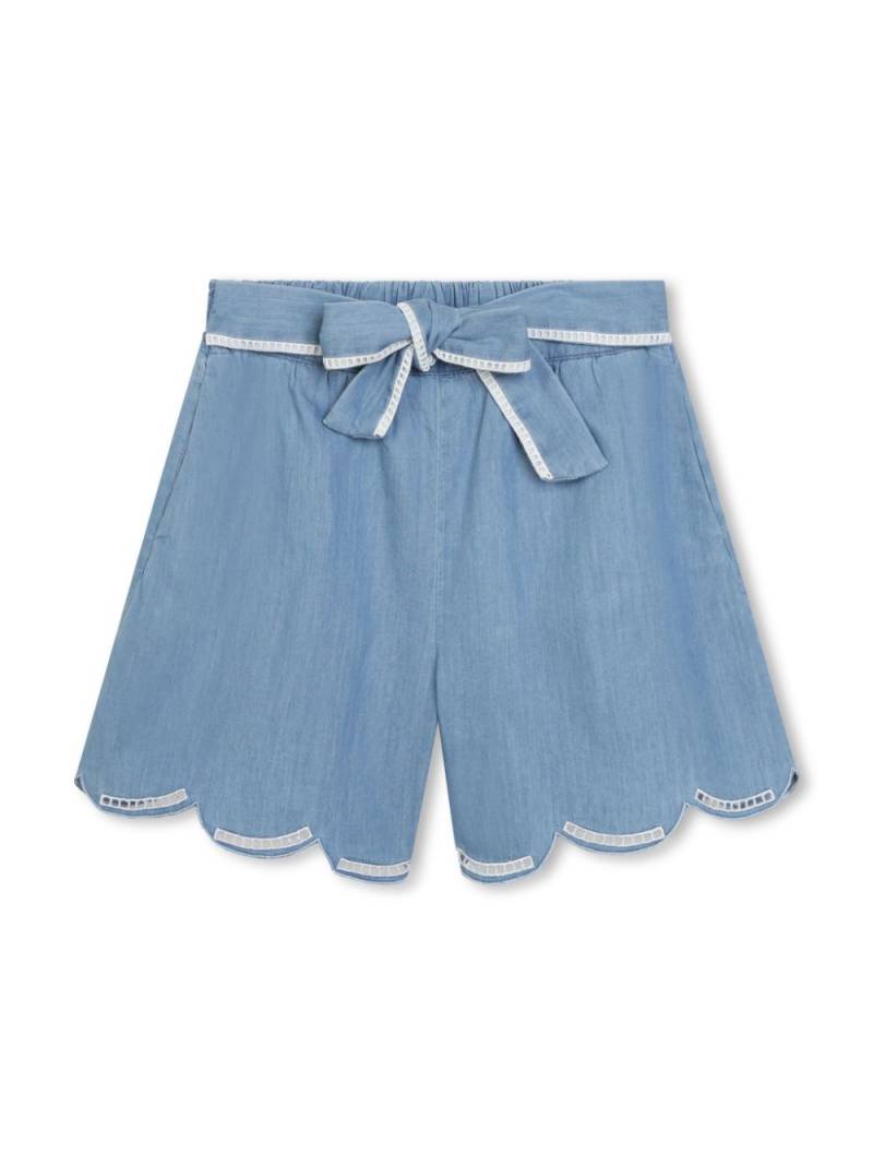 Chloé Kids tie-fastening organic cotton shorts - Blue von Chloé Kids