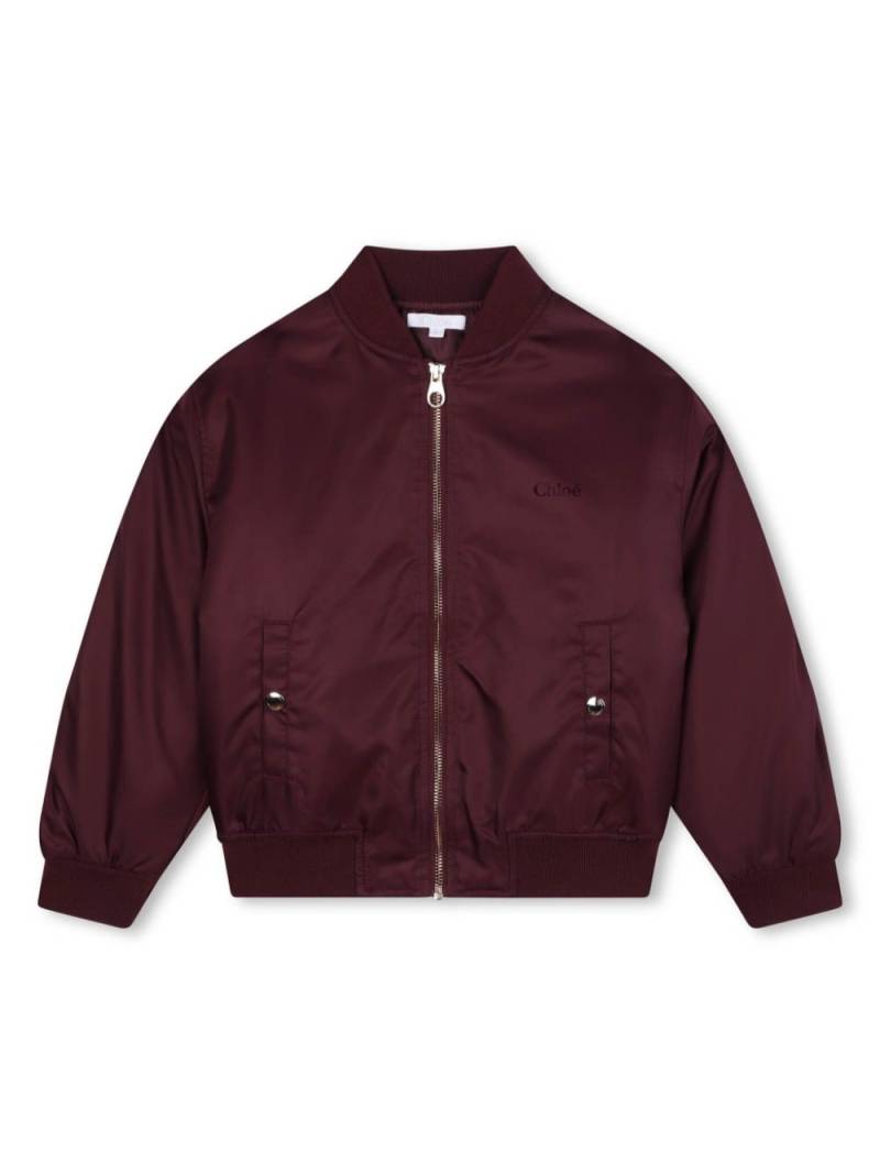 Chloé Kids zipped bomber jacket - Red von Chloé Kids