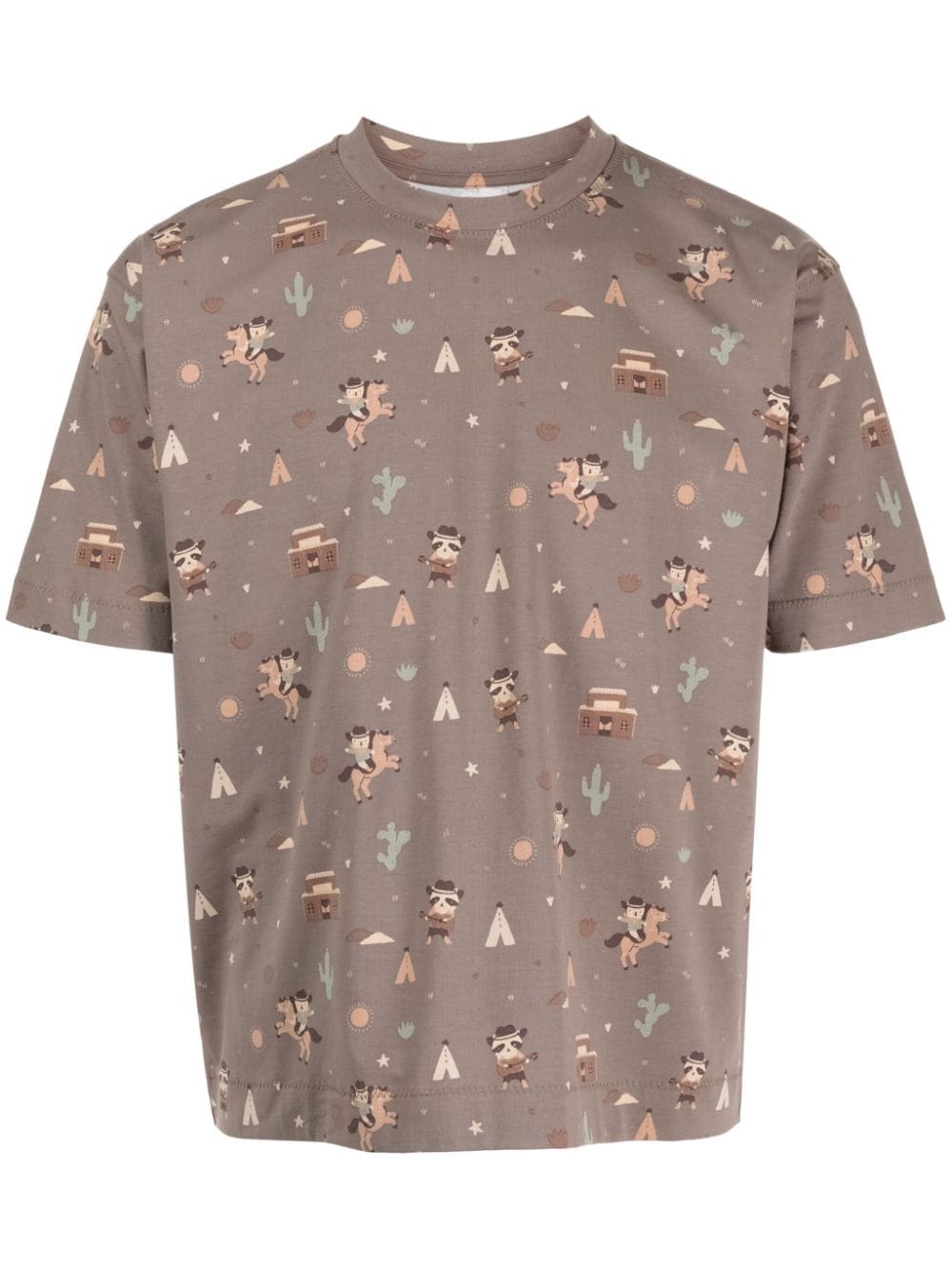 Chloe Nardin graphic-print cotton-blend T-shirt - Brown