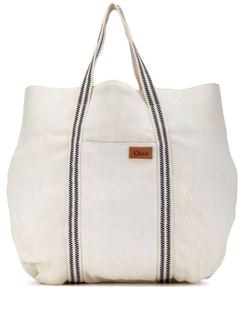 Chloé Pre-Owned 2000-2020 Straw and Canvas tote bag - White von Chloé Pre-Owned