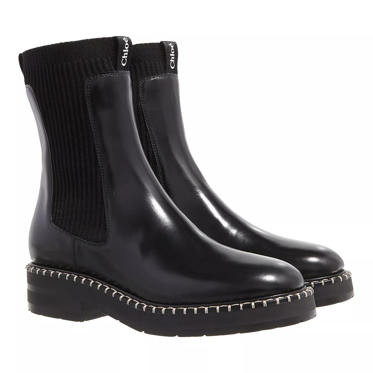 Chloé Boots & Stiefeletten - Noua Shiny Leather Ankle Boots - Gr. 36,5 (EU) - in Schwarz - für Damen von Chloé