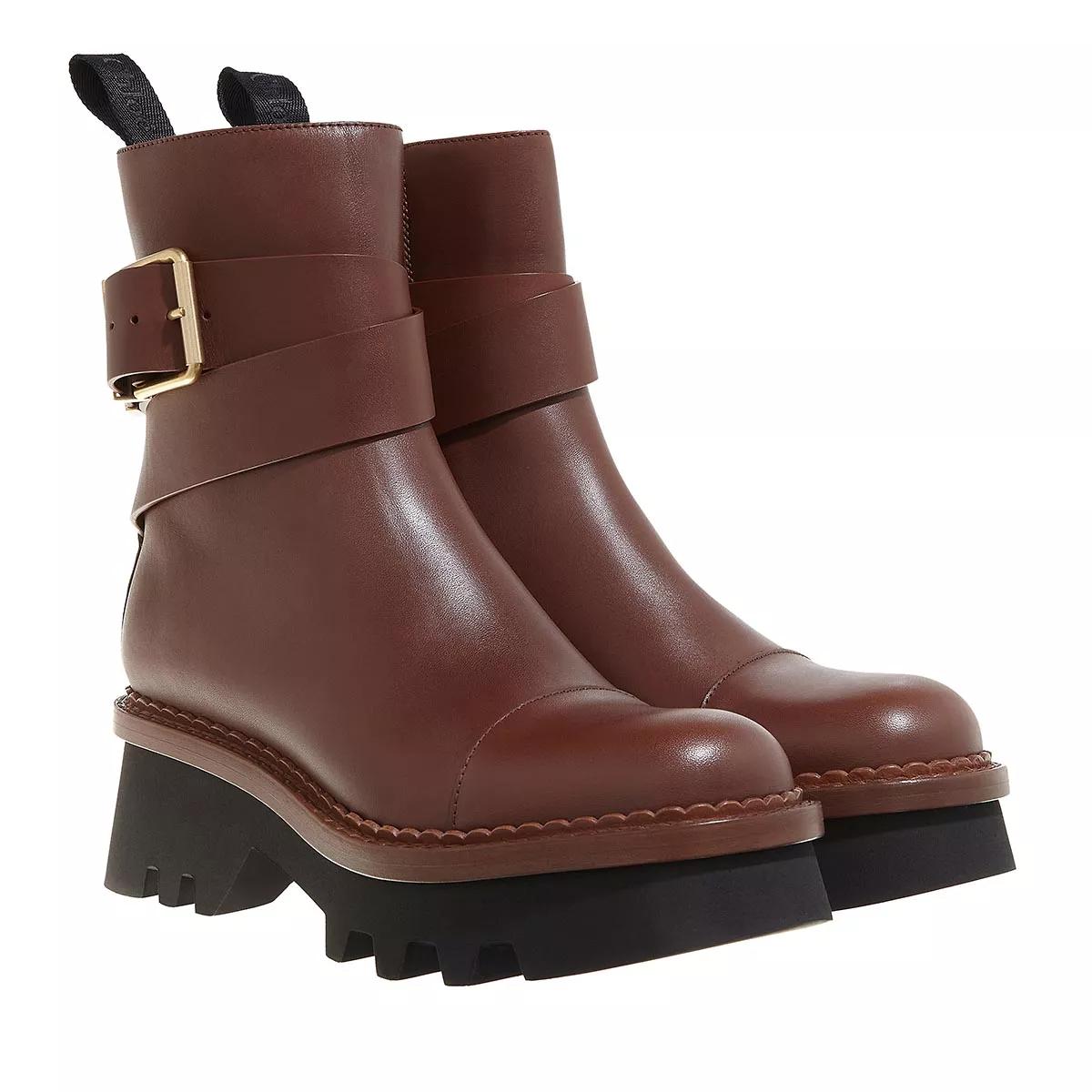 Chloé Boots & Stiefeletten - Owena Ankle Boots Smooth Leather - Gr. 37 (EU) - in Braun - für Damen von Chloé