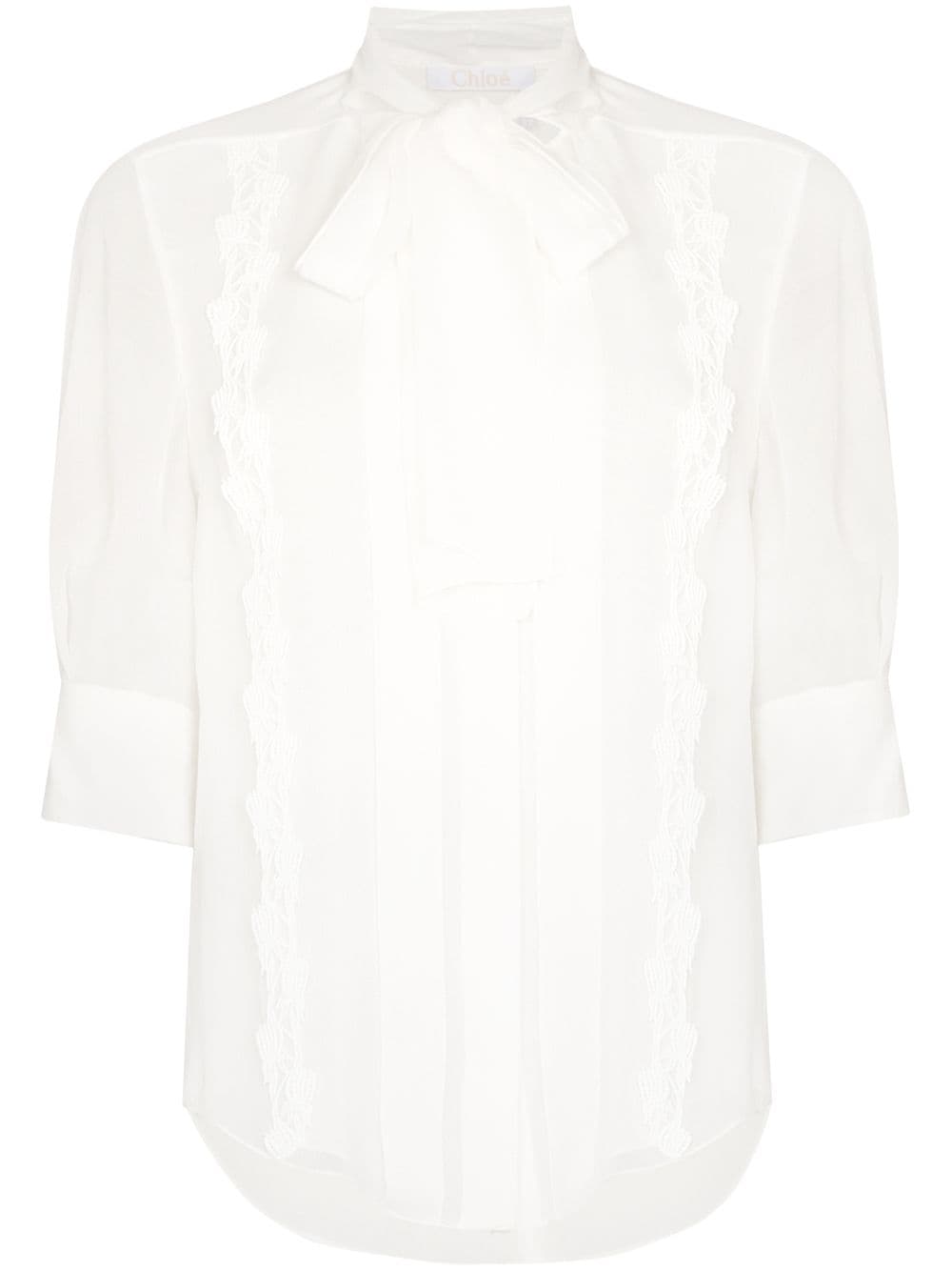 Chloé scarf-neck silk shirt - White von Chloé