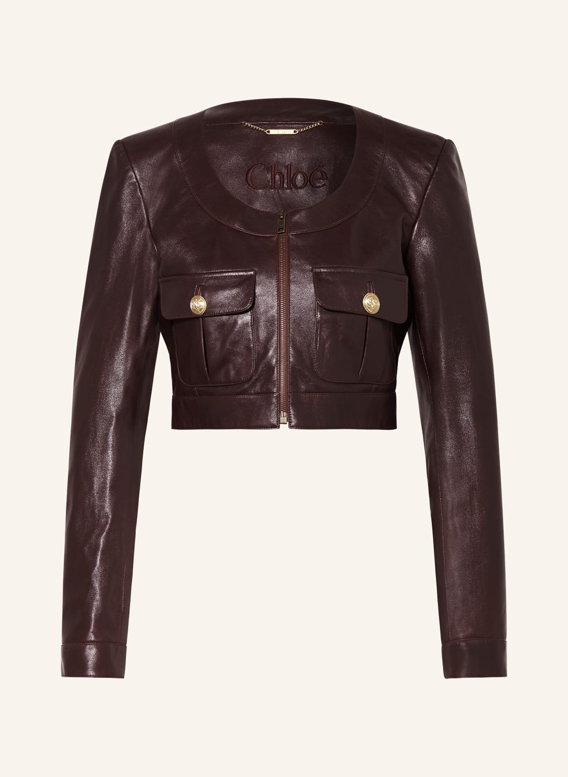 Chloé Cropped-Lederjacke braun von Chloé