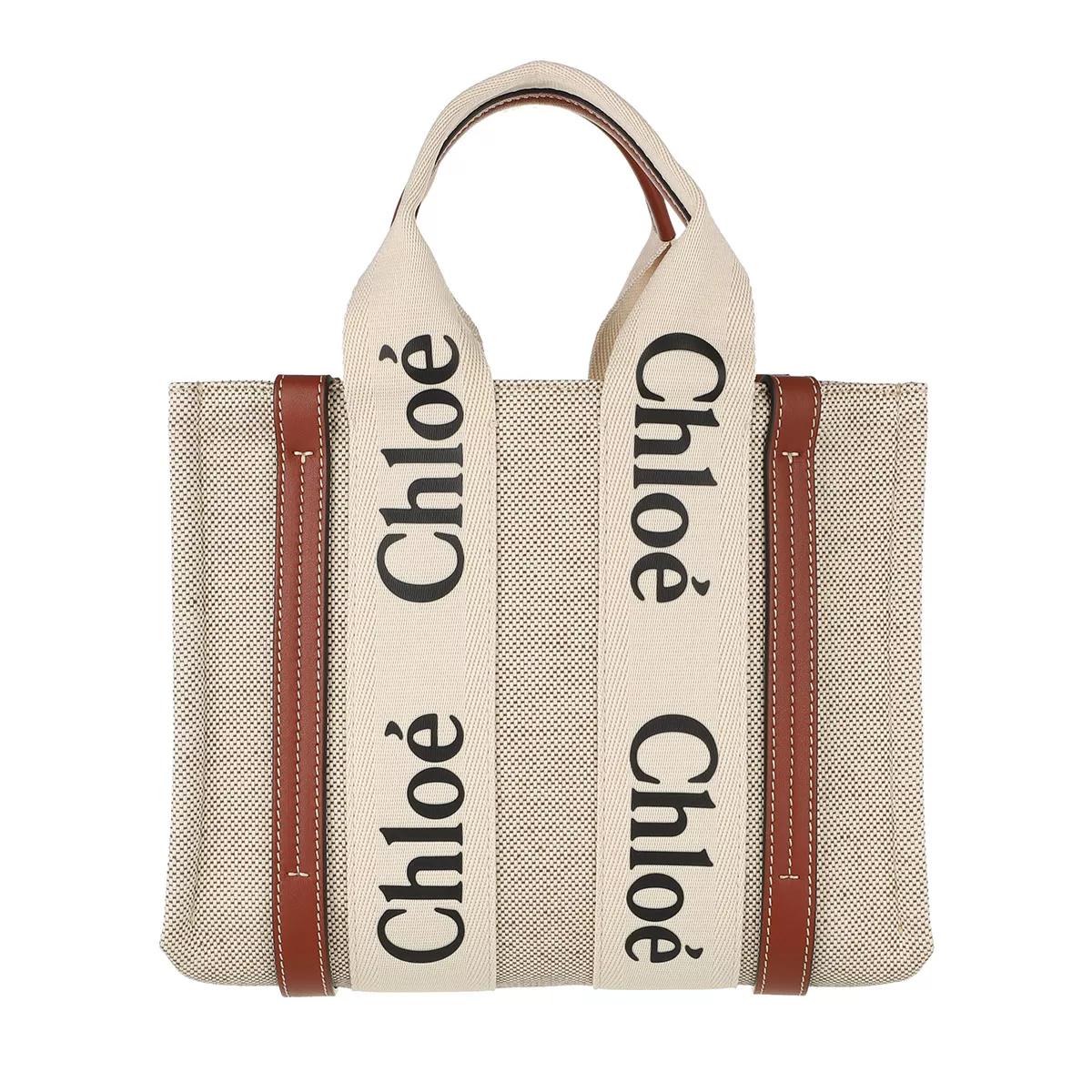 Chloé Henkeltasche - Small Woody Shopper Canvas - Gr. unisize - in Creme - für Damen von Chloé