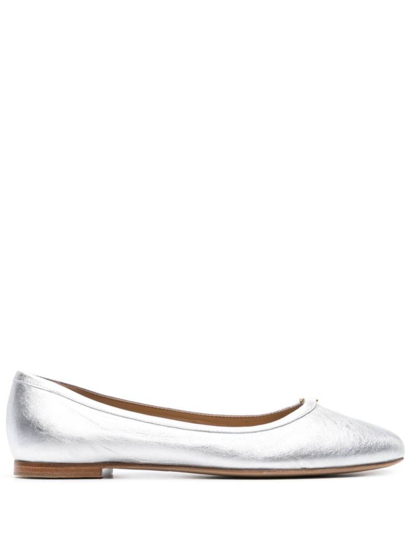 Chloé Marcie metallic leather ballerina shoes - Silver von Chloé