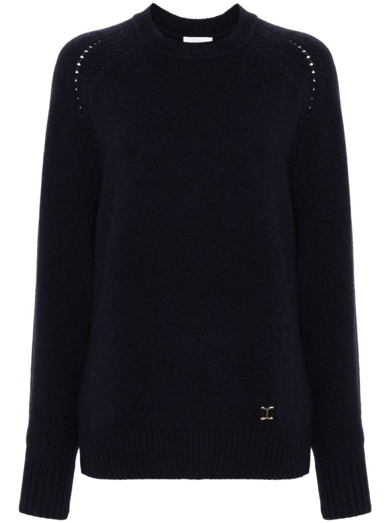 Chloé Marcie-plaque cashmere blend jumper - Blue von Chloé