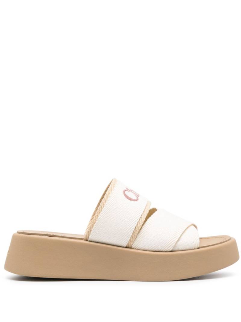 Chloé Mila 40mm logo-embroidered slides - Neutrals von Chloé