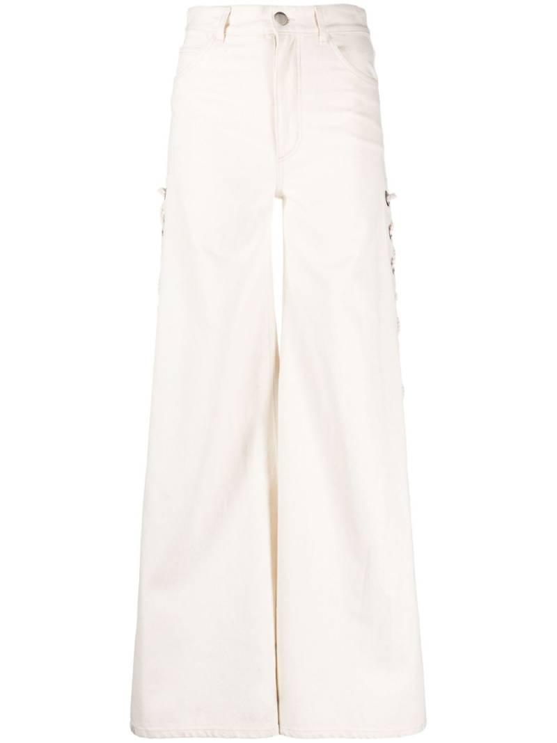 Chloé Rave eyelet-embellished wide-leg jeans - White von Chloé