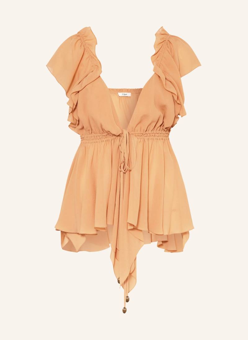 Chloé Seidentop Mit Volants beige von Chloé