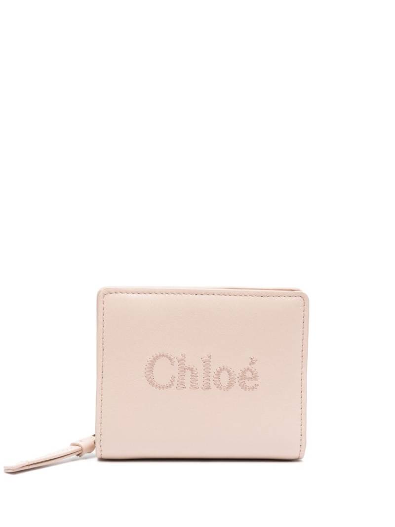 Chloé Sense logo-embroidered leather wallet - Pink von Chloé