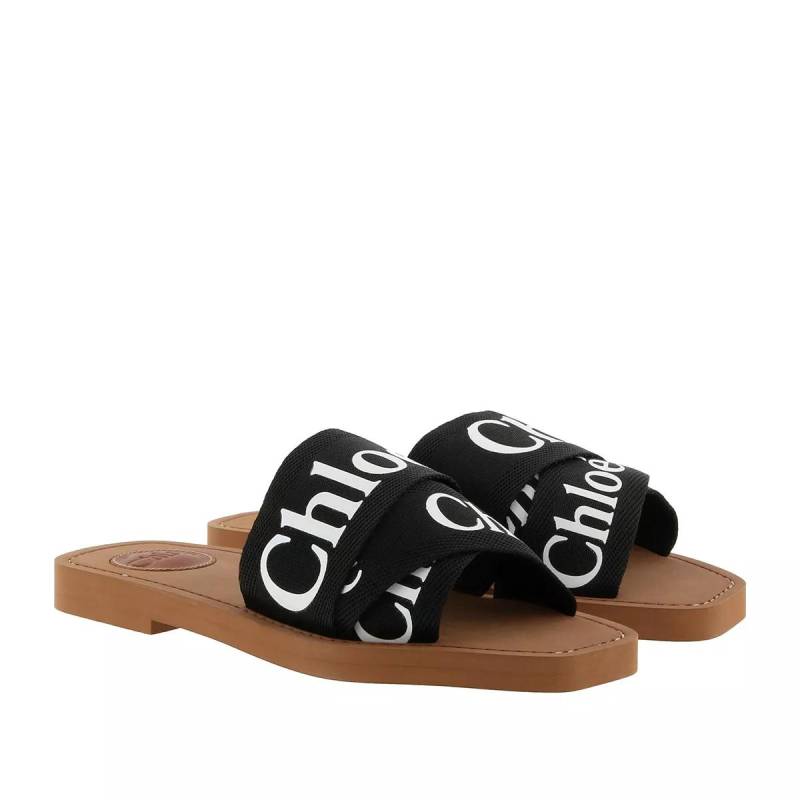 Chloé Slipper & Pantoletten - Chloé Canvas Logo Sandals - Gr. 37 (EU) - in Schwarz - für Damen von Chloé