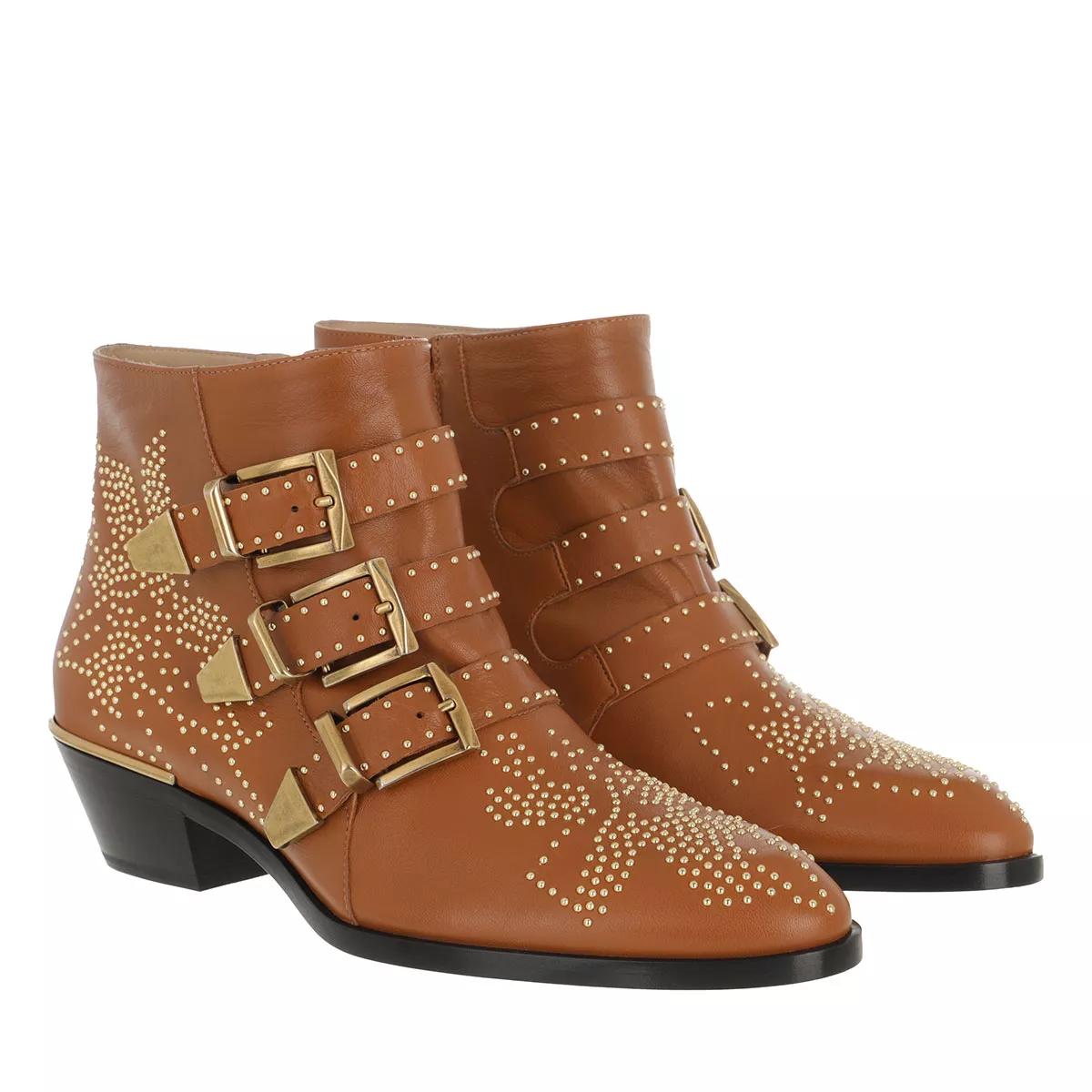 Chloé Stiefel & Boots - Susanna Leather Studs Boots - Gr. 41 (EU) - in Cognacbraun - für Damen von Chloé