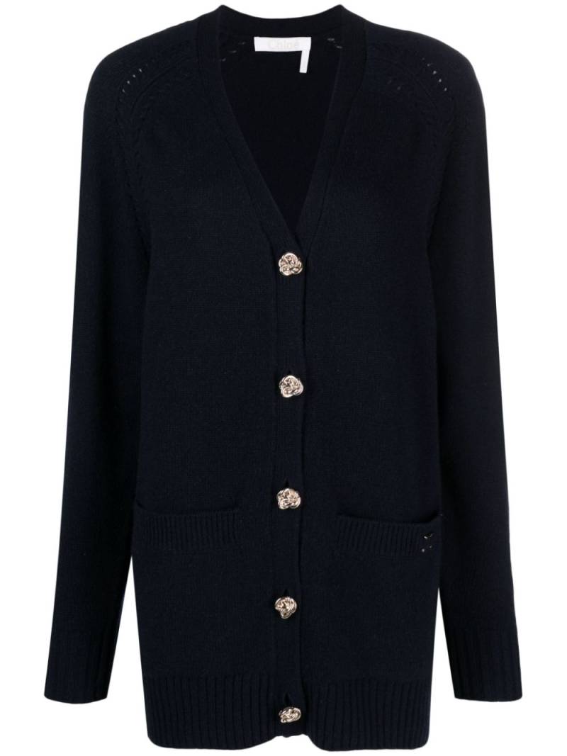 Chloé V-neck fine-knit cardigan - Blue von Chloé