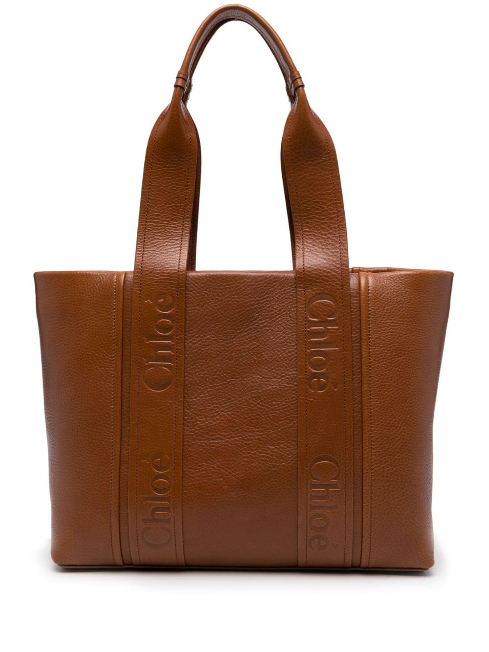 Chloé Woody leather tote bag - Brown von Chloé