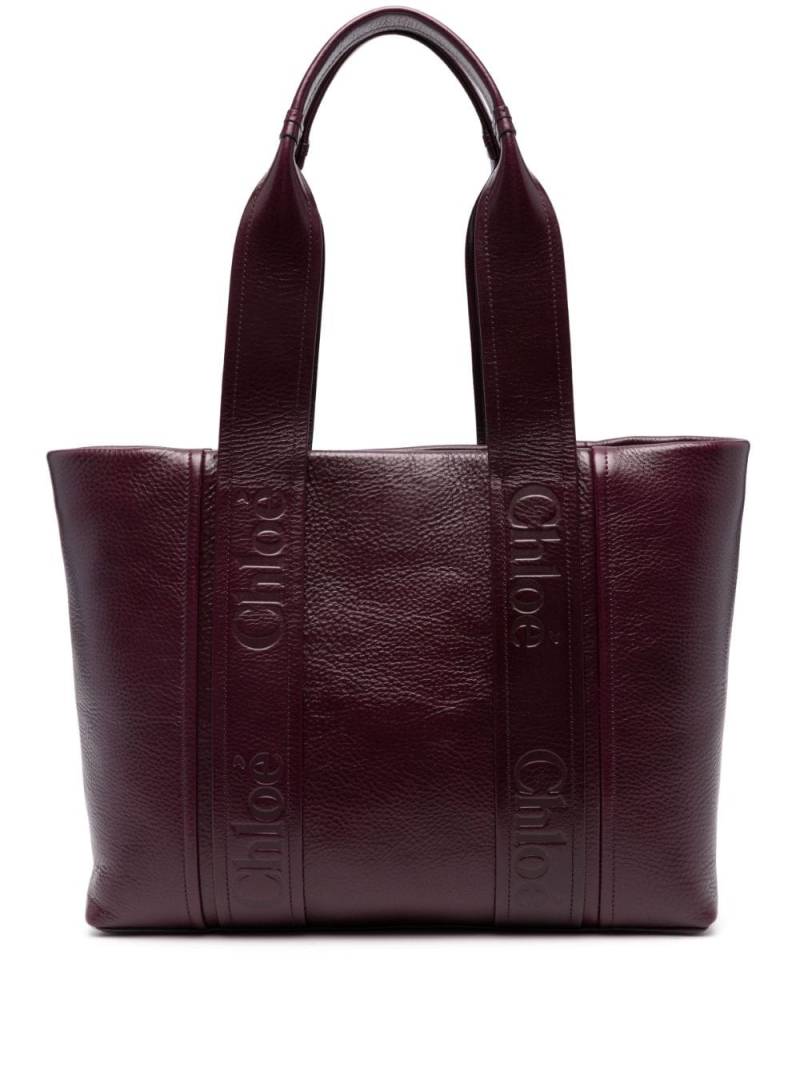 Chloé Woody leather tote bag - Purple von Chloé
