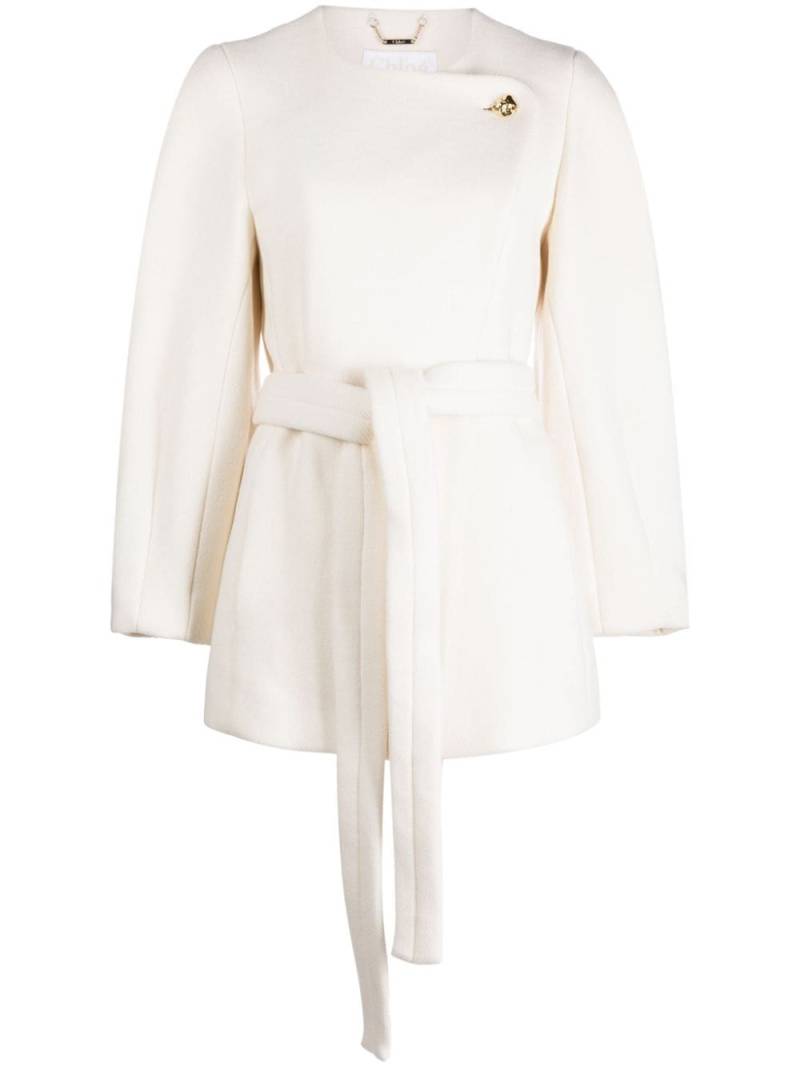 Chloé belted virgin wool blend coat - White von Chloé