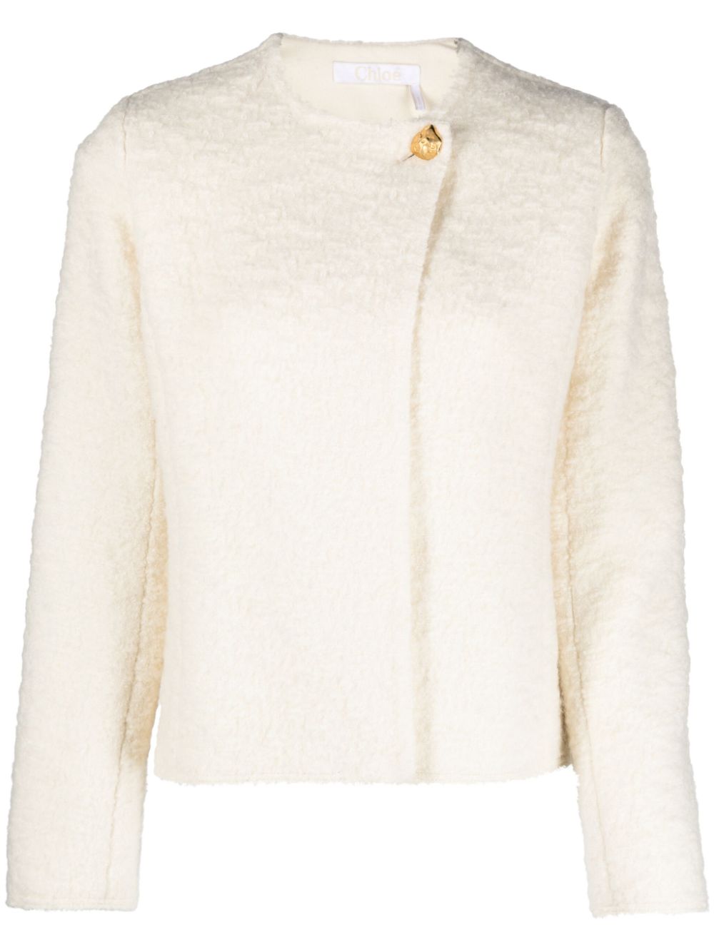 Chloé bouclé-construction wool-blend jacket - White von Chloé