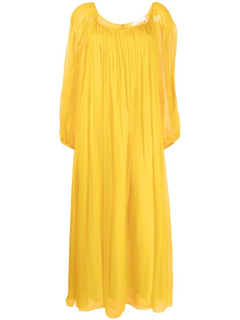 Chloé bow-detail pleated dress - Yellow von Chloé