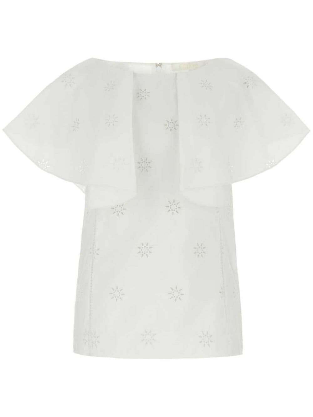 Chloé broderie-anglaise cape-sleeved cotton blouse - White von Chloé