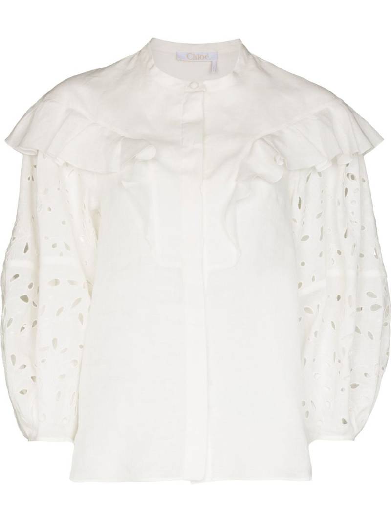 Chloé broderie-anglaise ruffled blouse - White von Chloé