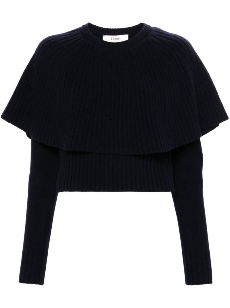 Chloé cape-attachment ribbed jumper - Blue von Chloé