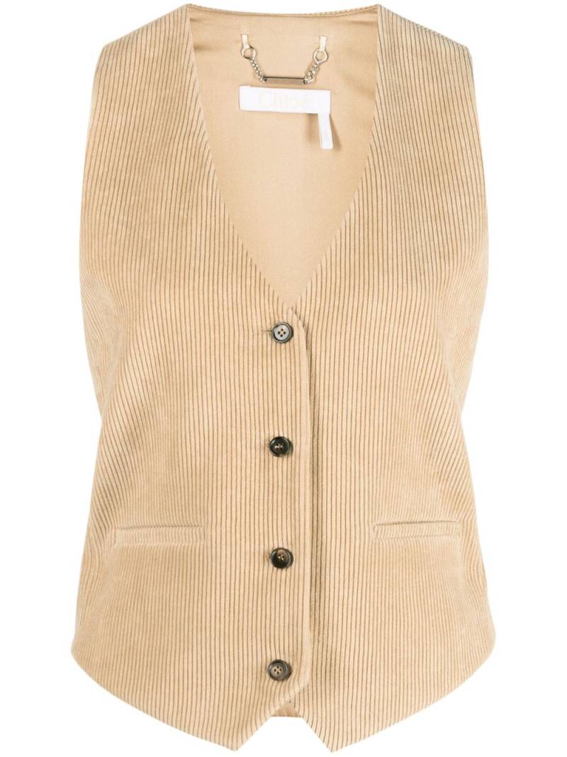 Chloé cotton-corduroy waistcoat - Neutrals von Chloé