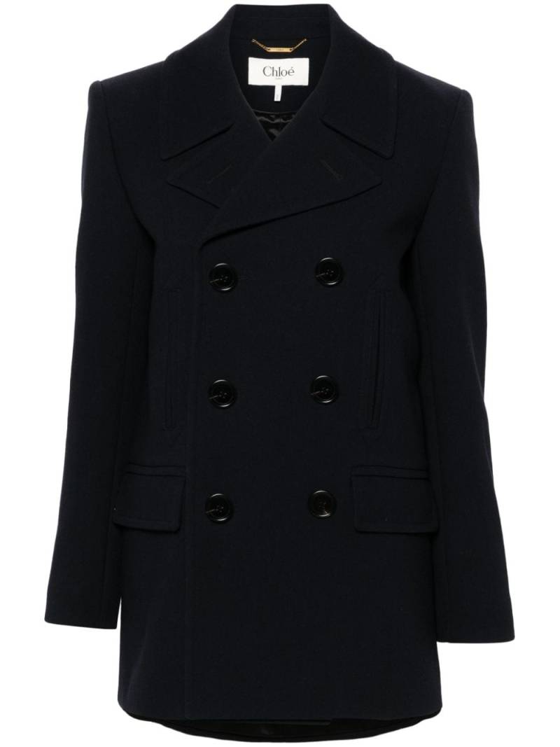 Chloé double-breasted virgin wool coat - Blue von Chloé