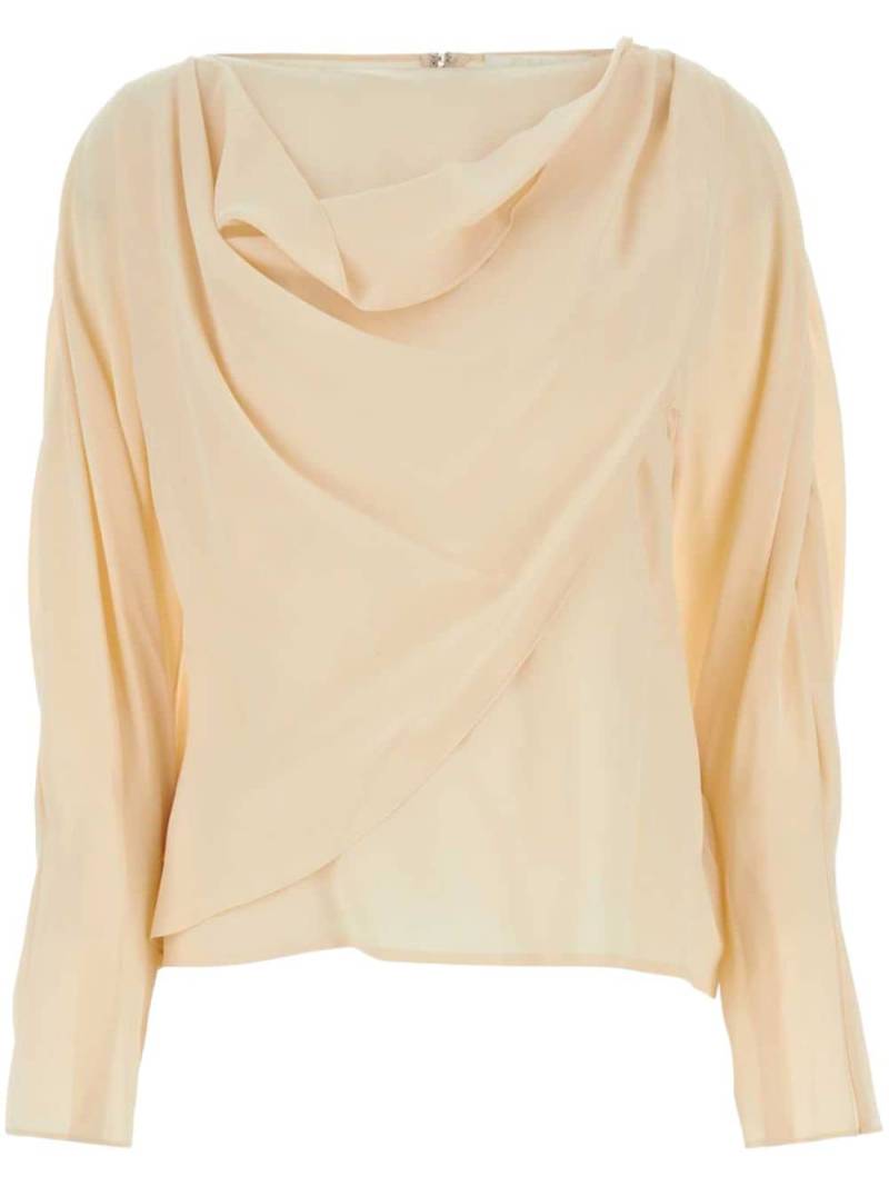 Chloé draped boat-neck silk blouse - Neutrals von Chloé