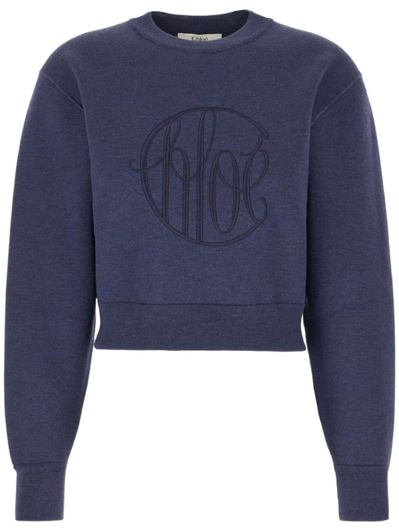 Chloé embroidered-logo jumper - Blue von Chloé