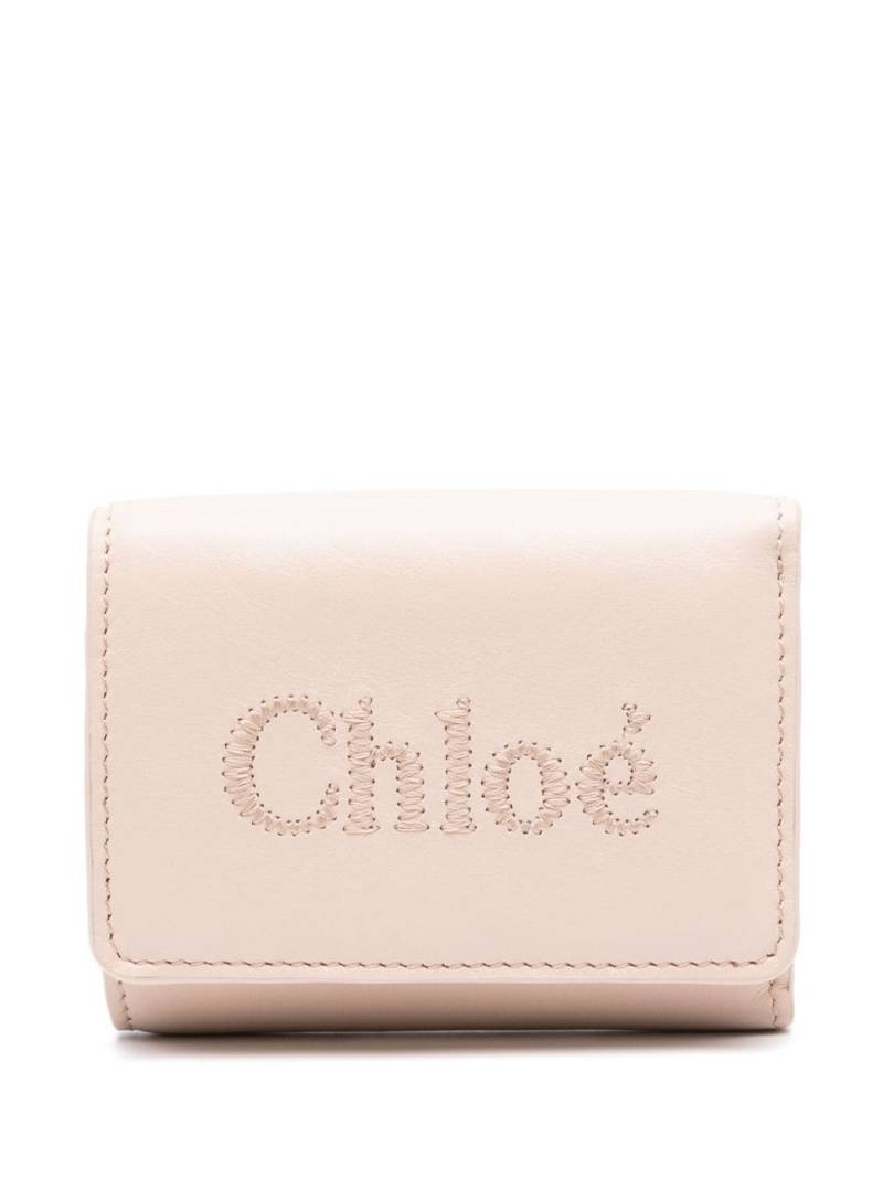 Chloé embroidered-logo leather wallet - Pink von Chloé