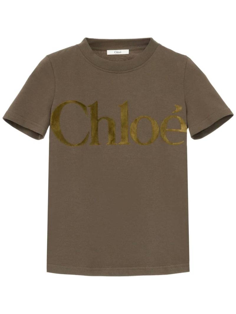 Chloé flocked-logo T-shirt - Green von Chloé