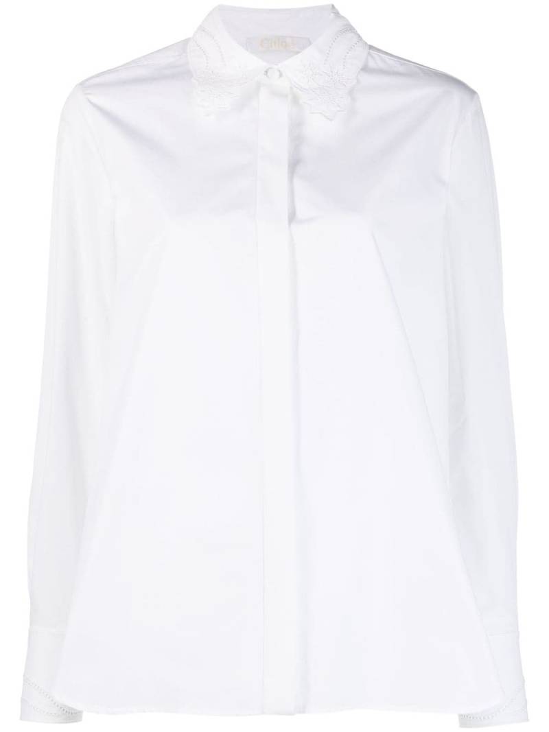 Chloé floral-embroidery cotton shirt - White von Chloé