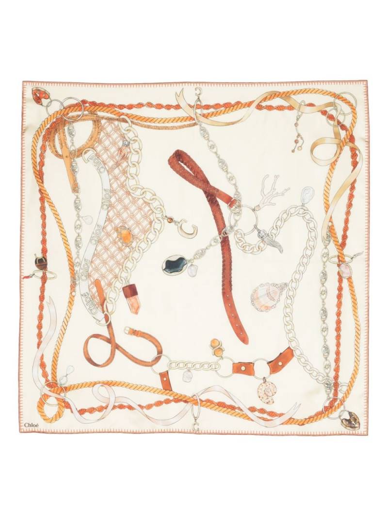 Chloé graphic-print silk scarf - Orange von Chloé