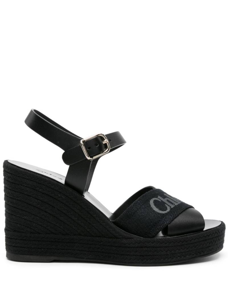 Chloé logo-strap wedge espadrilles - Black von Chloé