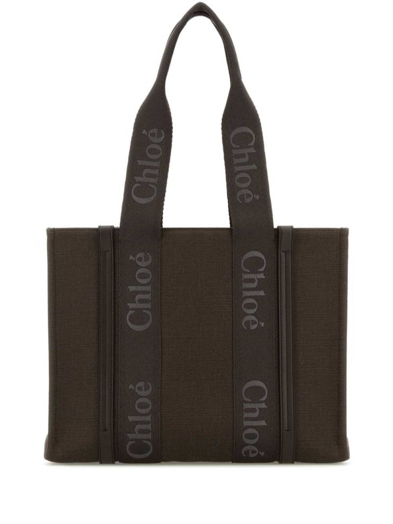 Chloé medium Woody canvas shoulder bag - Brown von Chloé