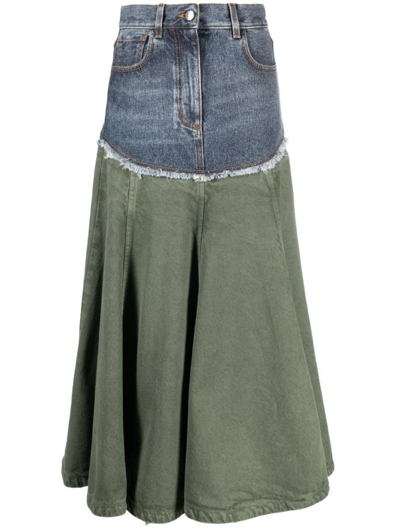 Chloé panelled pleated maxi skirt - Green von Chloé